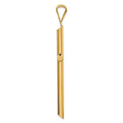 14k Yellow Gold Polished Tube Cross Pendant