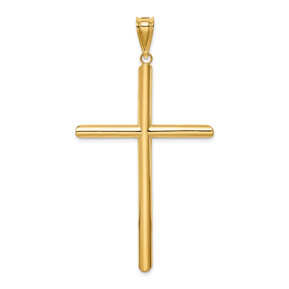 14k Yellow Gold Polished Tube Cross Pendant