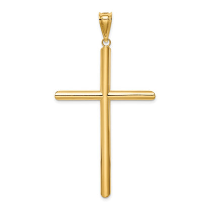 14k Yellow Gold Polished Tube Cross Pendant