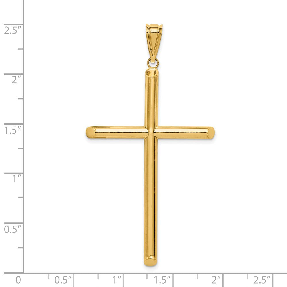 14k Yellow Gold Polished Tube Cross Pendant