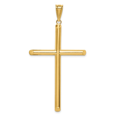 14k Yellow Gold Polished Tube Cross Pendant