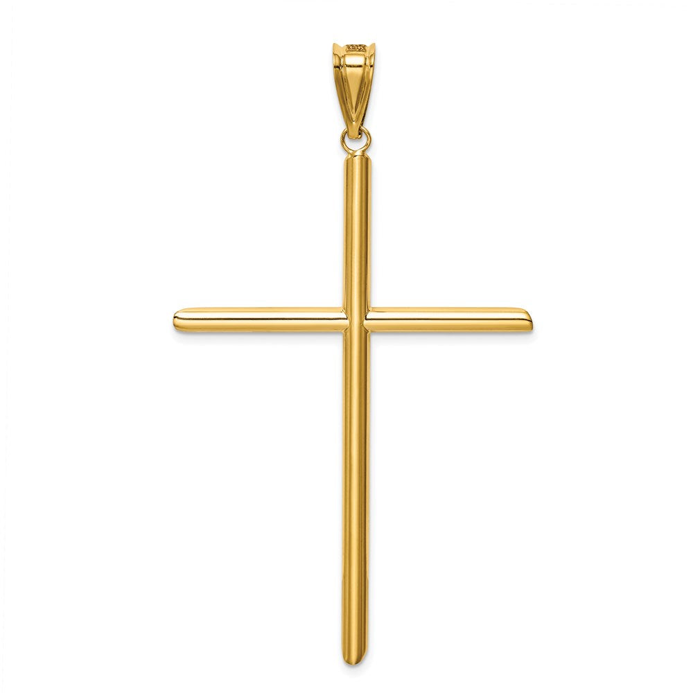 14k Yellow Gold Polished Tube Cross Pendant
