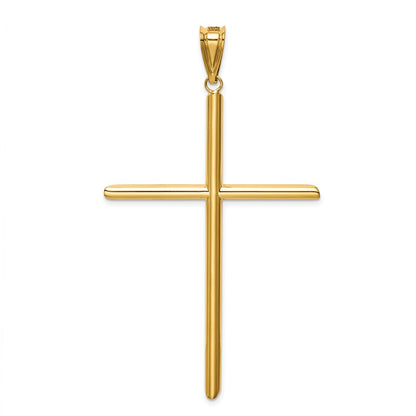 14k Yellow Gold Polished Tube Cross Pendant