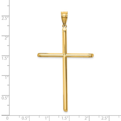 14k Yellow Gold Polished Tube Cross Pendant