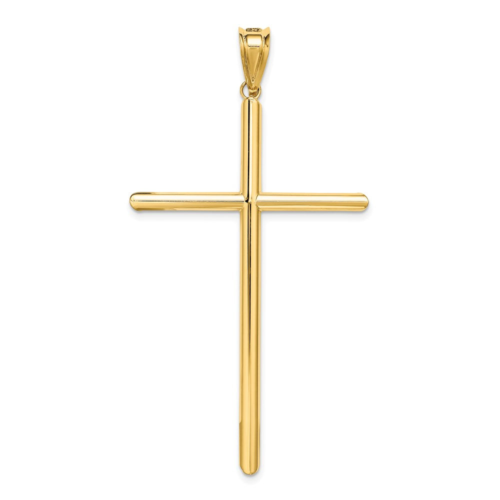 14k Yellow Gold Polished Tube Cross Pendant