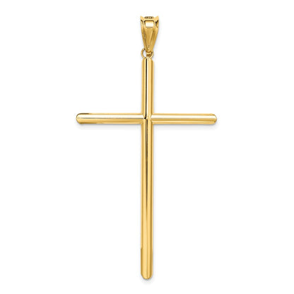 14k Yellow Gold Polished Tube Cross Pendant