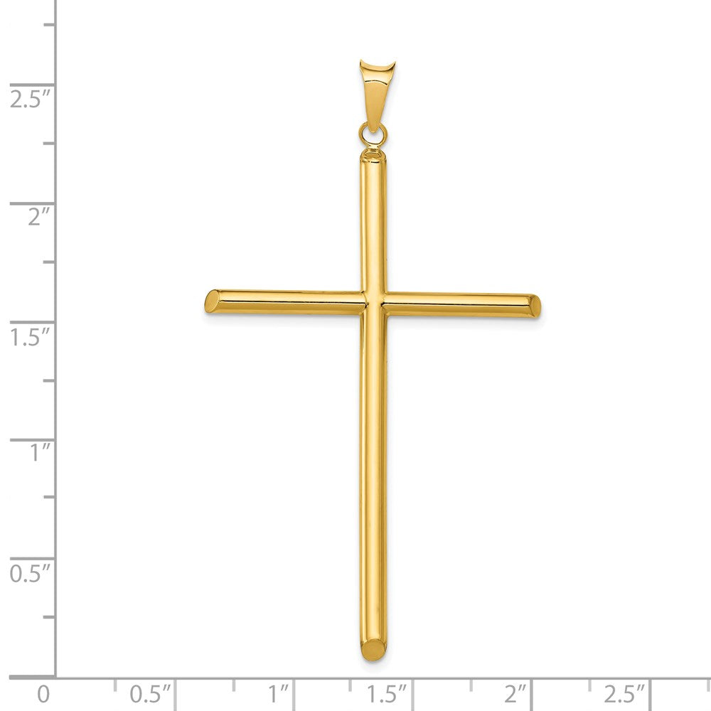 14k Yellow Gold Polished Tube Cross Pendant