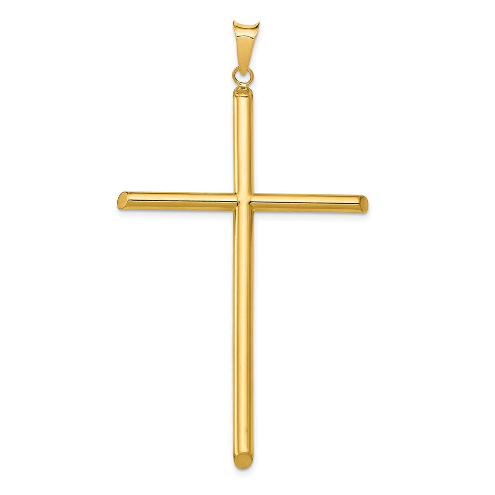 14k Yellow Gold Polished Tube Cross Pendant