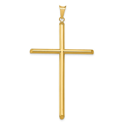 14k Yellow Gold Polished Tube Cross Pendant