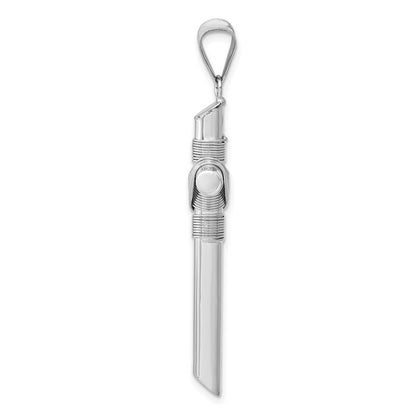 14k White Gold w/Center Wrap Tube Cross Pendant