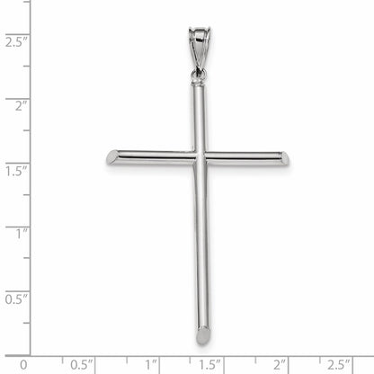 14k White Gold Polished Tube Cross Pendant