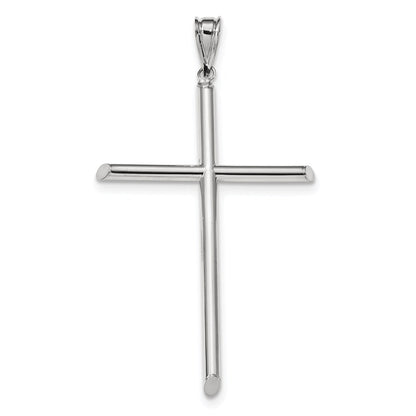 14k White Gold Polished Tube Cross Pendant
