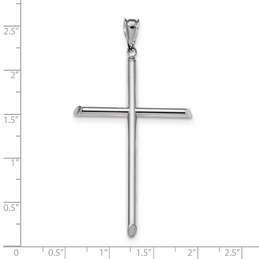 14k White Gold Polished Tube Cross Pendant