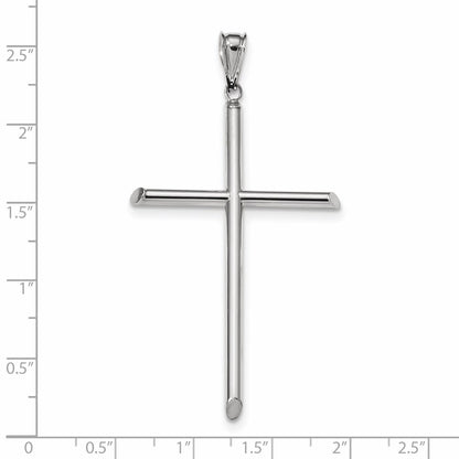 14k White Gold Polished Tube Cross Pendant