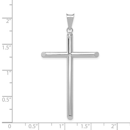 14k White Gold Polished Tube Cross Pendant