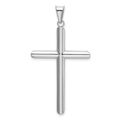 14k White Gold Polished Tube Cross Pendant