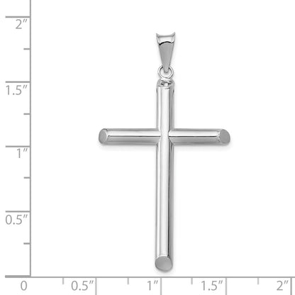 14k White Gold Polished Tube Cross Pendant