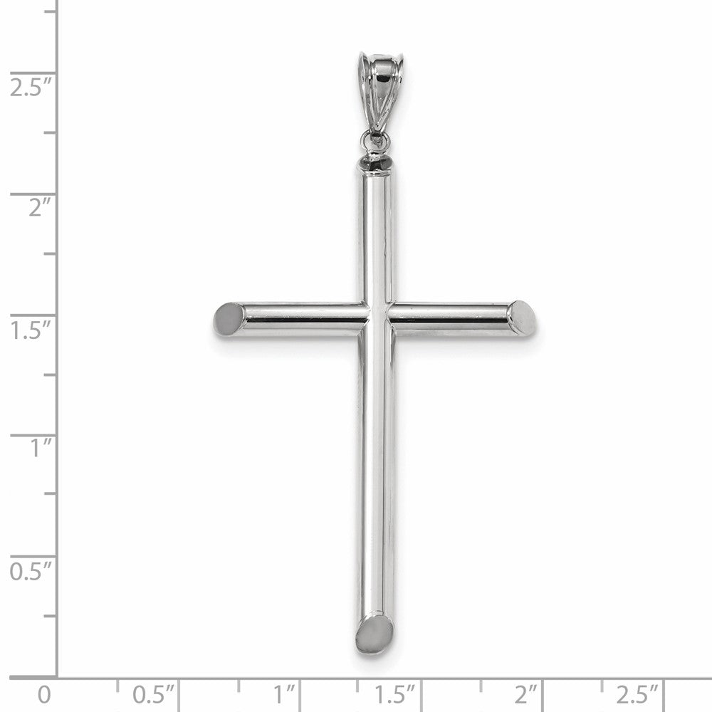 14k White Gold Polished Tube Cross Pendant