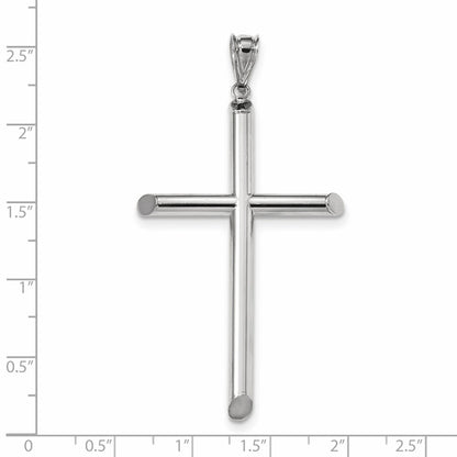 14k White Gold Polished Tube Cross Pendant