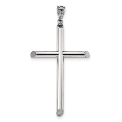 14k White Gold Polished Tube Cross Pendant