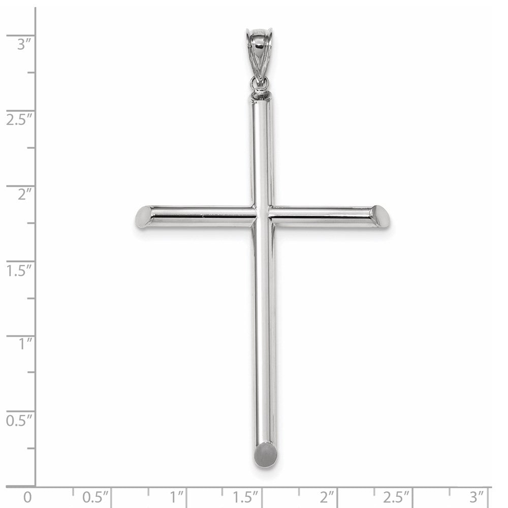 14k White Gold Polished Tube Cross Pendant