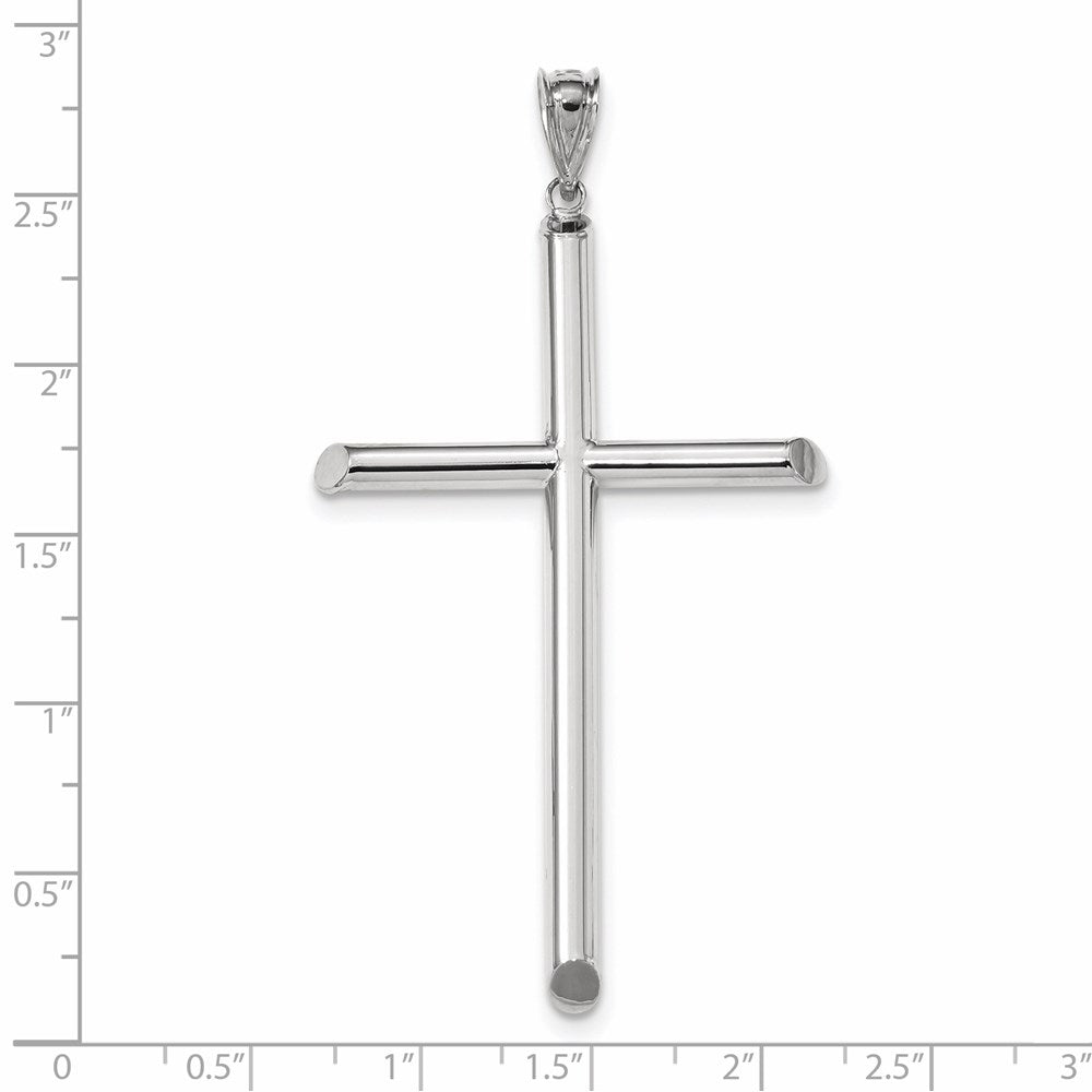 14k White Gold Polished Tube Cross Pendant