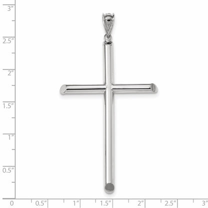 14k White Gold Polished Tube Cross Pendant