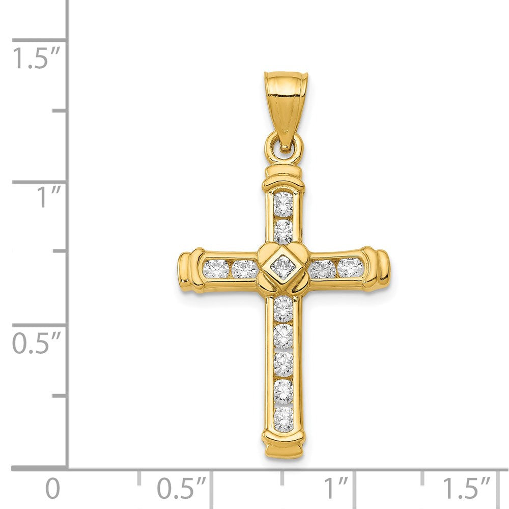 14k Yellow Gold CZ Cross Pendant