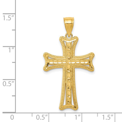 14k Yellow Gold Diamond-cut Cross Pendant