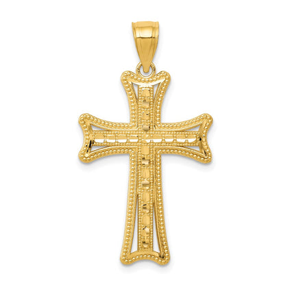14k Yellow Gold Diamond-cut Cross Pendant