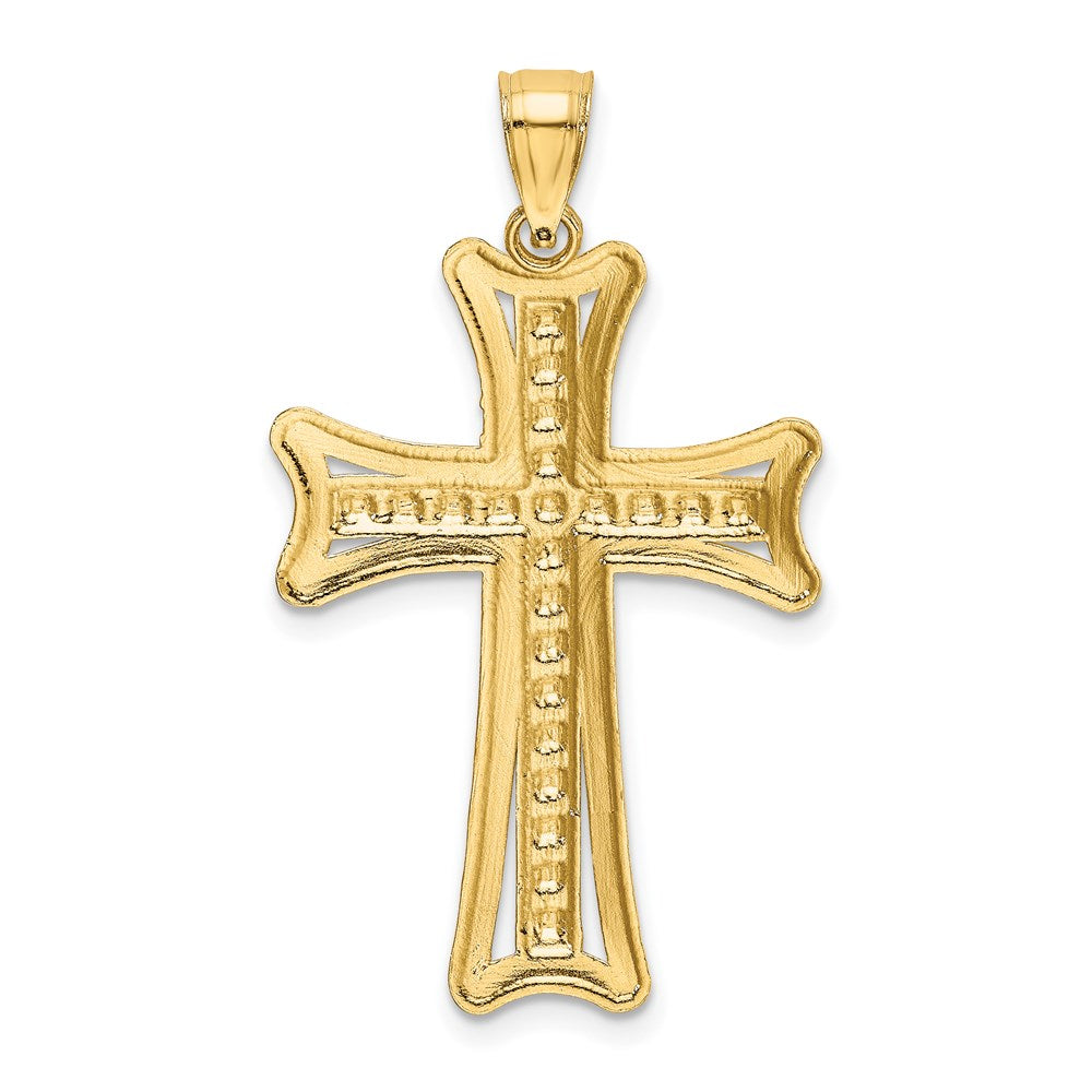 14k Yellow Gold Diamond-cut Cross Pendant