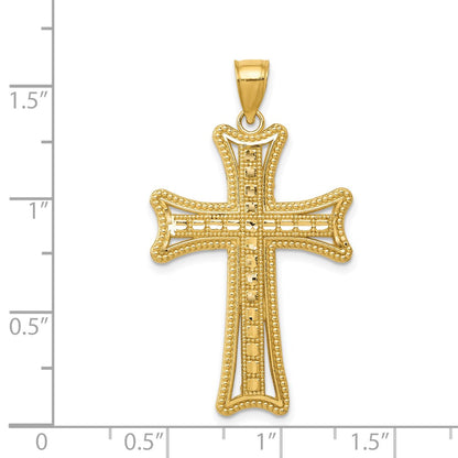 14k Yellow Gold Diamond-cut Cross Pendant