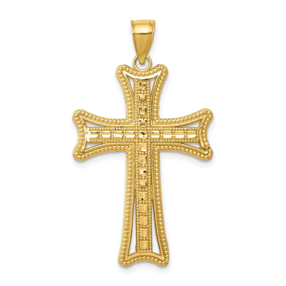 14k Yellow Gold Diamond-cut Cross Pendant