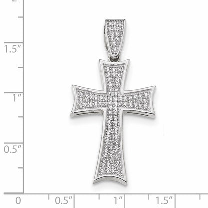 14k Yellow & Rhodium Gold Micro Pav‚ CZ Cross Pendant