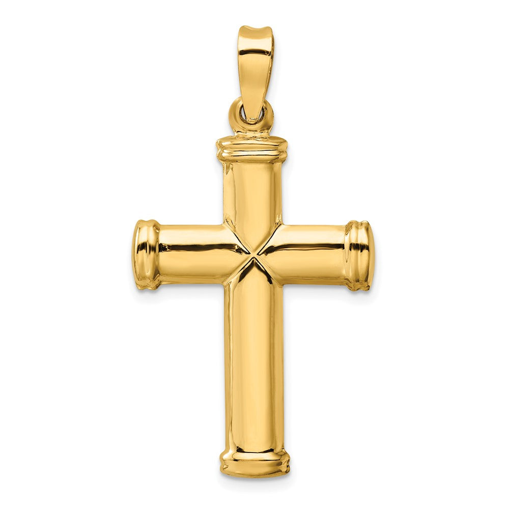 14k Yellow Gold Polished Stamping Cross Pendant