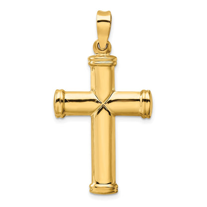 14k Yellow Gold Polished Stamping Cross Pendant