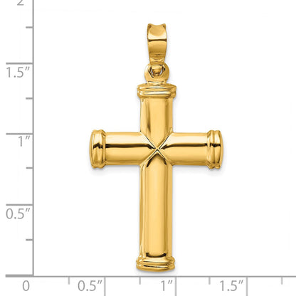 14k Yellow Gold Polished Stamping Cross Pendant