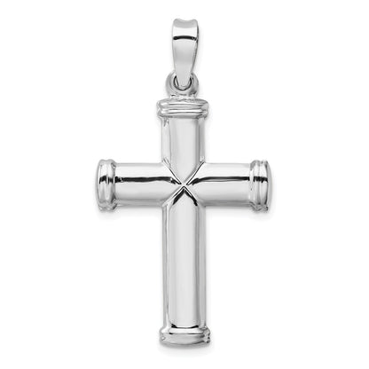 14k White Gold Polished Stamping Cross Pendant