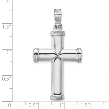 14k White Gold Polished Stamping Cross Pendant