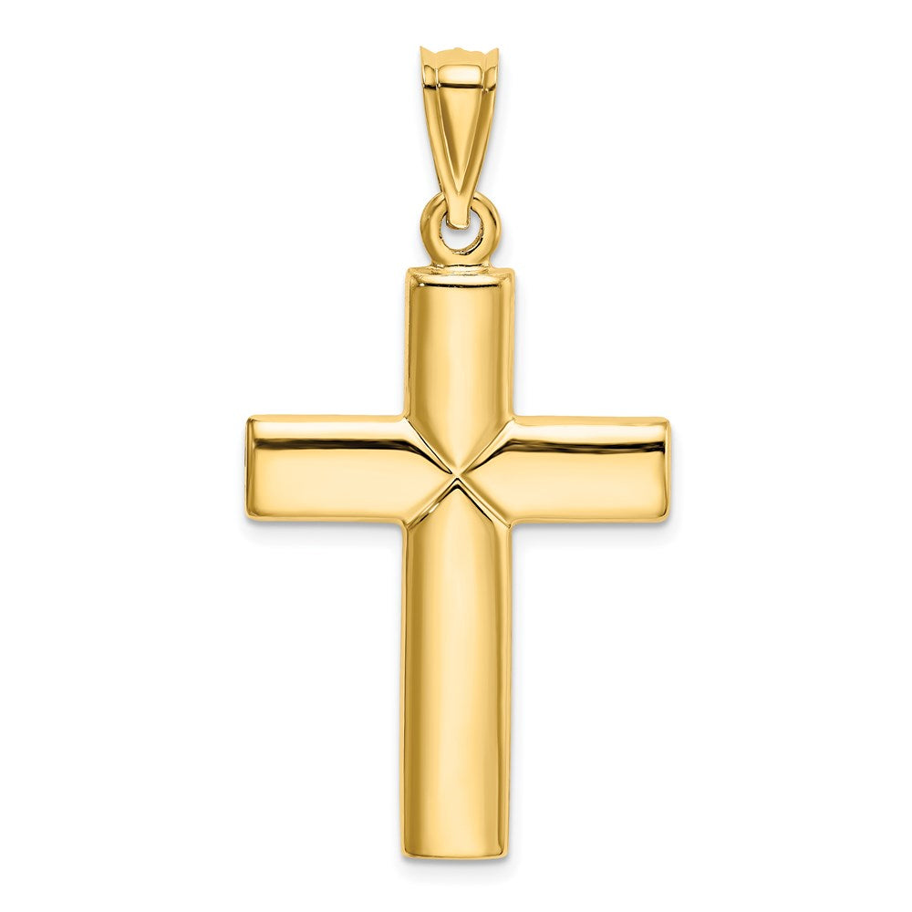 14k Yellow Gold Polished Stamping Cross Pendant