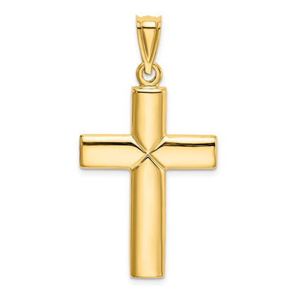 14k Yellow Gold Polished Stamping Cross Pendant