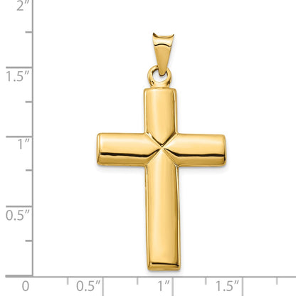 14k Yellow Gold Polished Stamping Cross Pendant