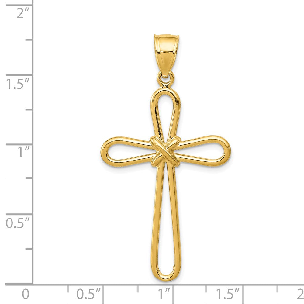 14k Yellow Gold Polished Rounded Cross w/-X- Center Pendant