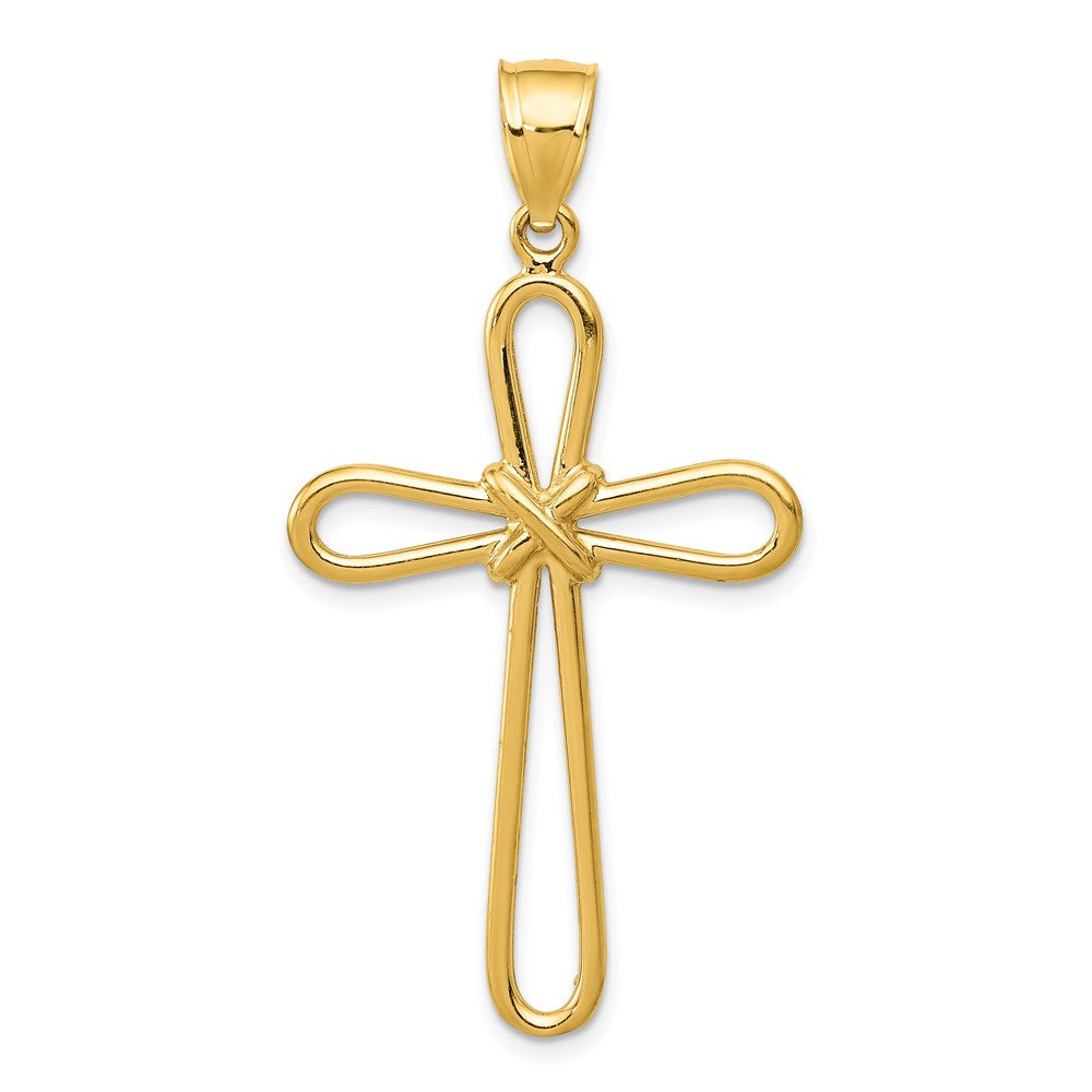 14k Yellow Gold Polished Rounded Cross w/-X- Center Pendant