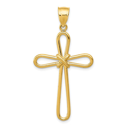14k Yellow Gold Polished Rounded Cross w/-X- Center Pendant