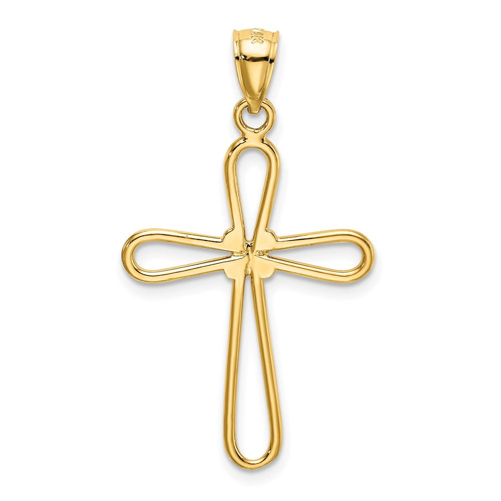 14k Yellow Gold Polished Rounded Cross w/-X- Center Pendant