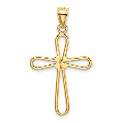 14k Yellow Gold Polished Rounded Cross w/-X- Center Pendant