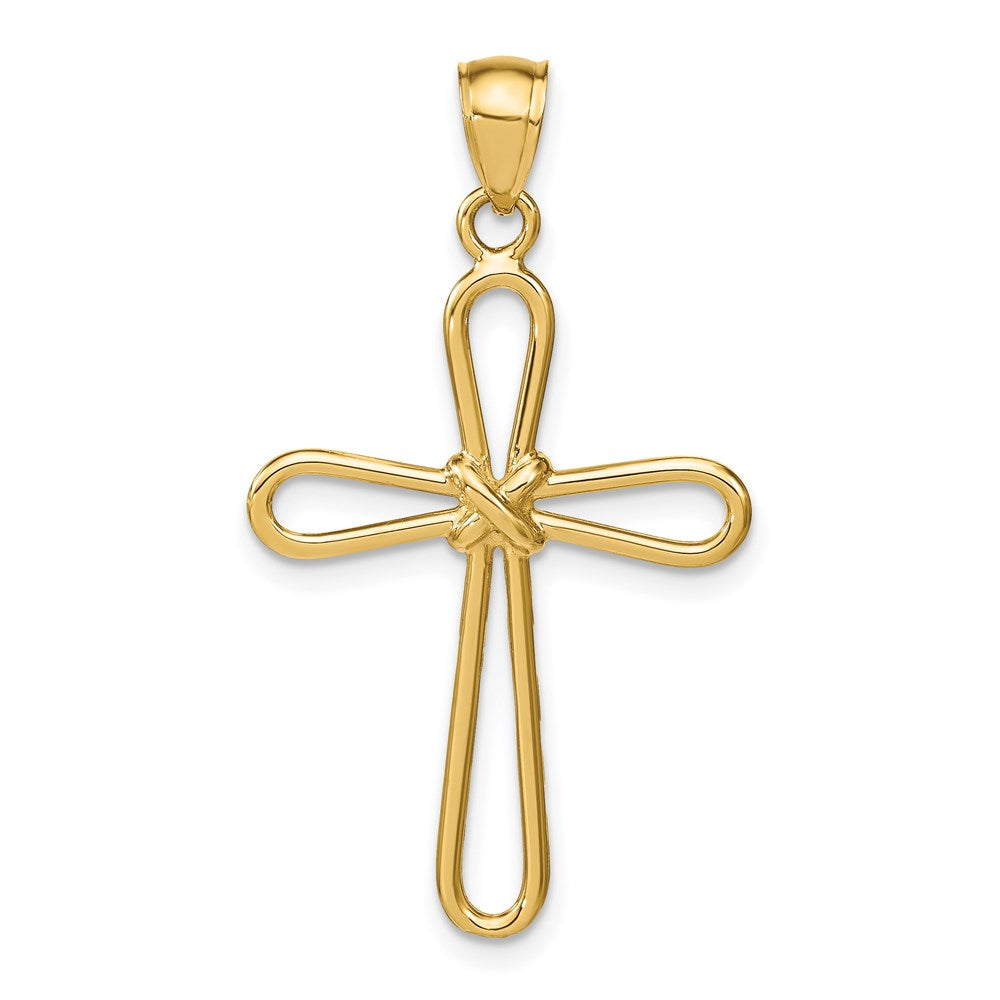 14k Yellow Gold Polished Rounded Cross w/-X- Center Pendant