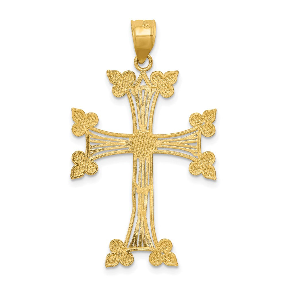 14k Yellow Gold Diamond-cut Fancy Cross Pendant