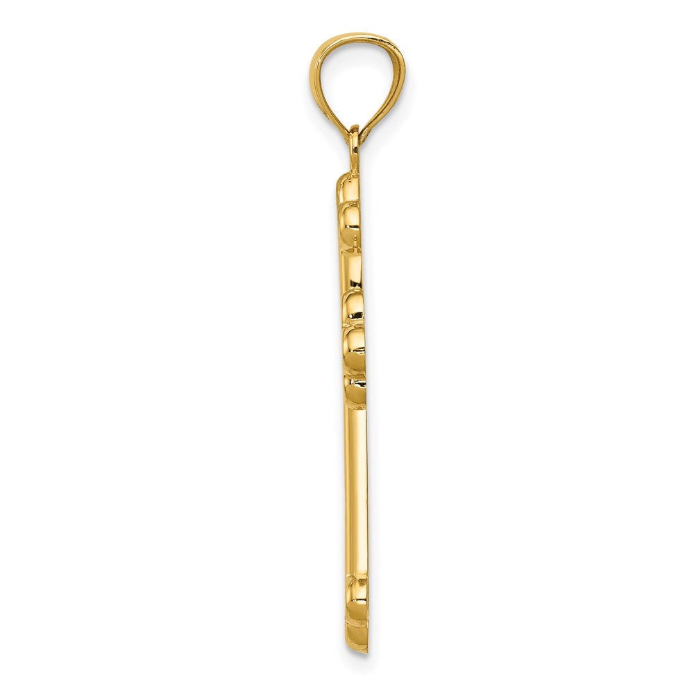 14k Yellow Gold Satin and Polished Budded Cross Pendant